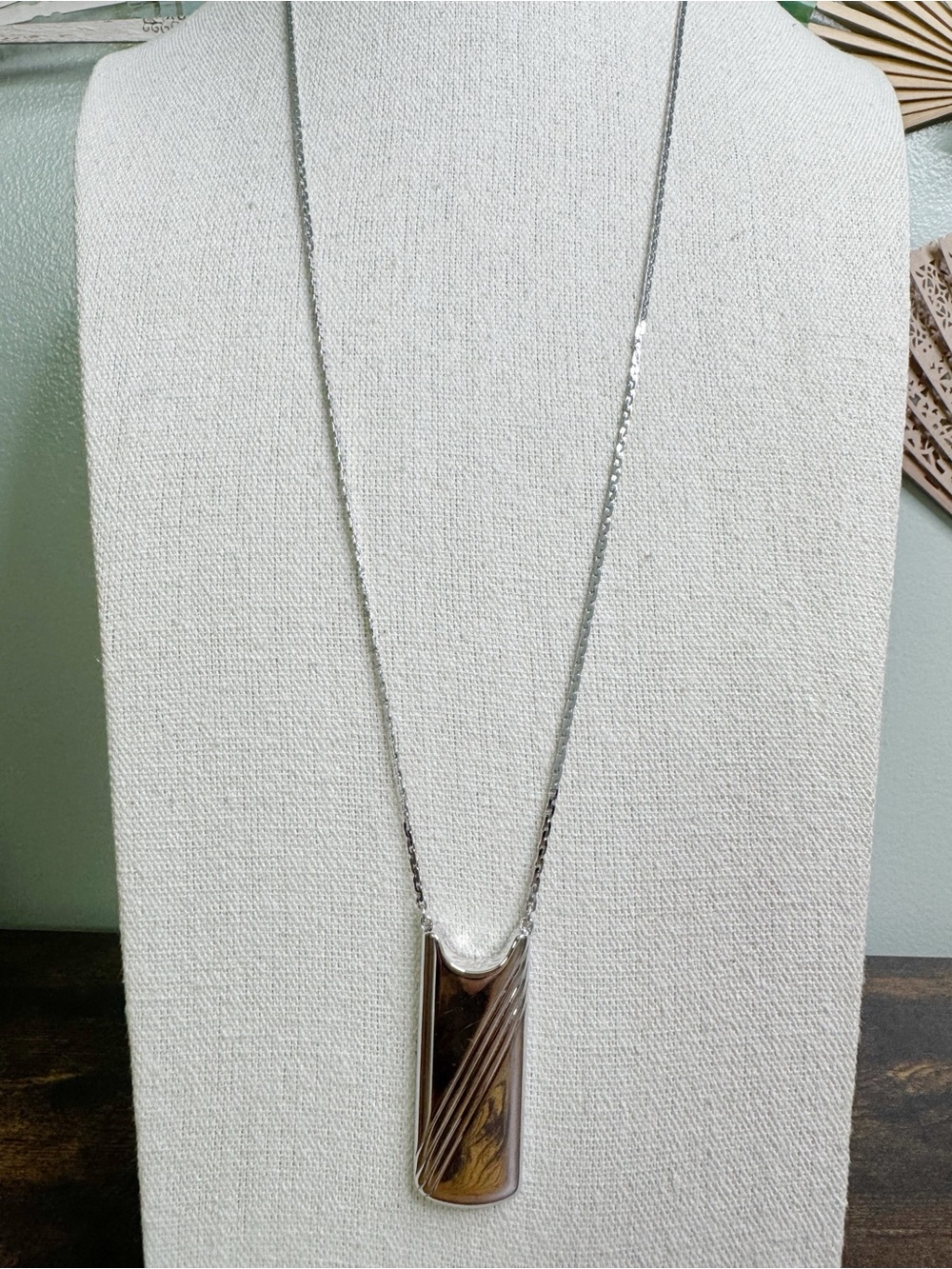 Monet Silver-tone Rectangular Pendant Necklace